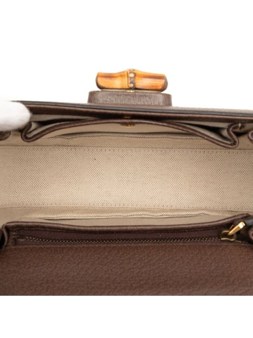 ★SOLD★ Gucci GG 2-Way Shoulder Bag Beige Brown Canvas Leather - Picture 4 of 6